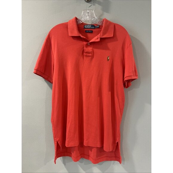 POLO RALPH LAUREN SHIRT HEATHER PIMA SOFT INTERLOCK Colorful PONY GOLF M Coral? - Picture 1 of 8